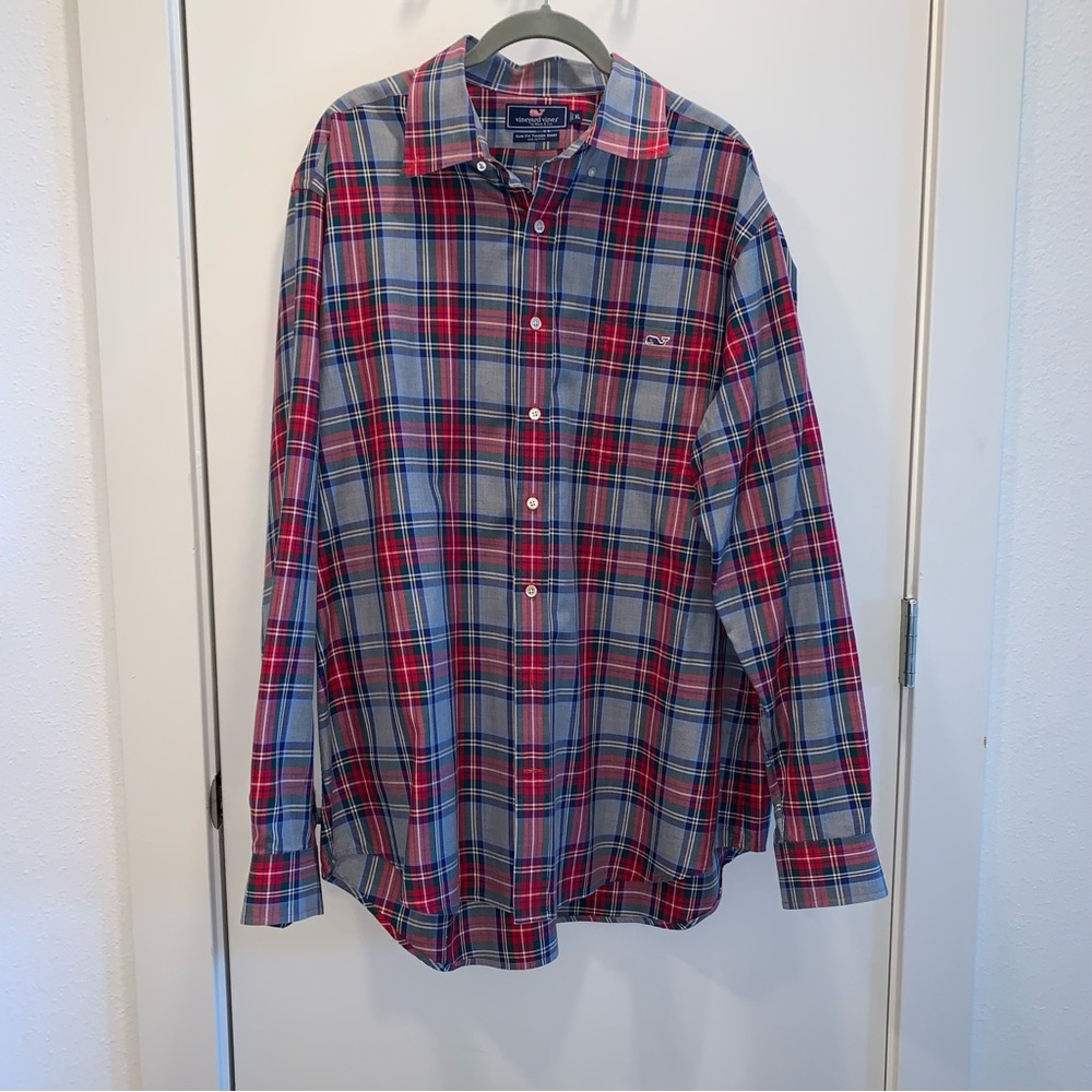 Vineyard Vines Slim Fit Murray Shirt Red Plaid XL
